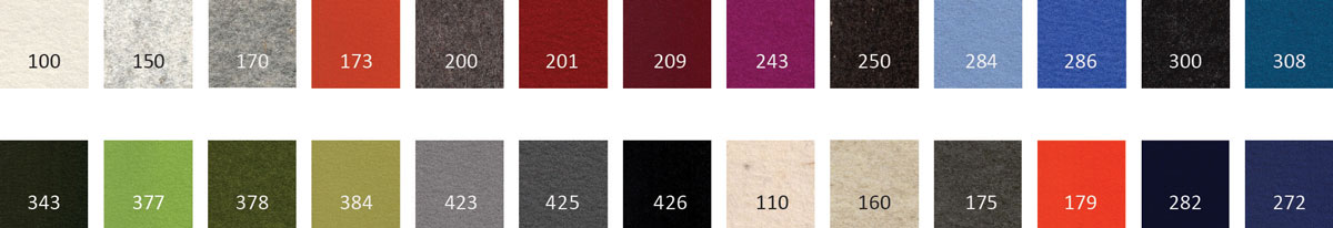 Swatches of wool felt colors