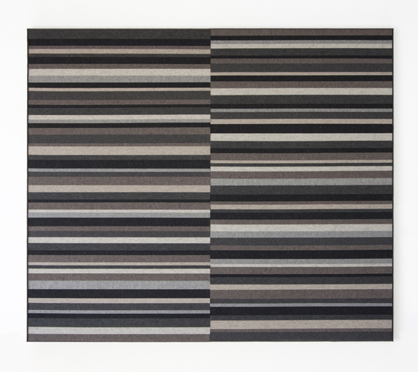 Wide horizontal strips of felt in various shades of gray.