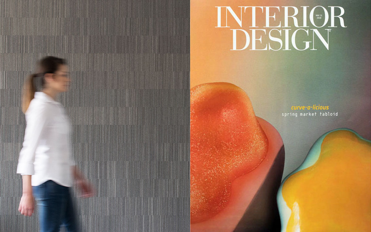 interior design magazine spring market tabloid featuring Submaterial Ribsy wallcovering 2018