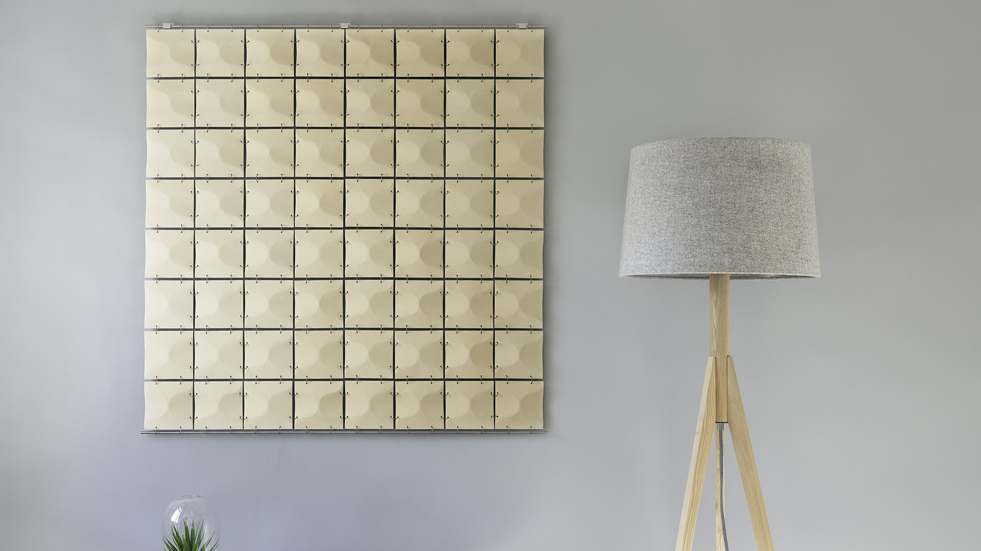 Almond-colored Ultrasuede Construct wall hanging